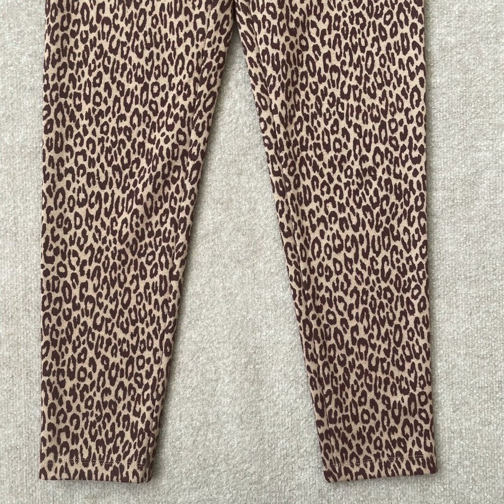 Ann Taylor Pants Womens Small Skinny Beige Burgundy Red Leopard Print Legging - Picture 3 of 12